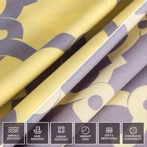 Pamposh King Size Reversible Microfibre Duvet Cover Set with Pillowcases, Grey, Yellow or Multicolour, Duvet Cover: 180 x 200 cm, Pillowcases: 50 x 75 cm – 5
