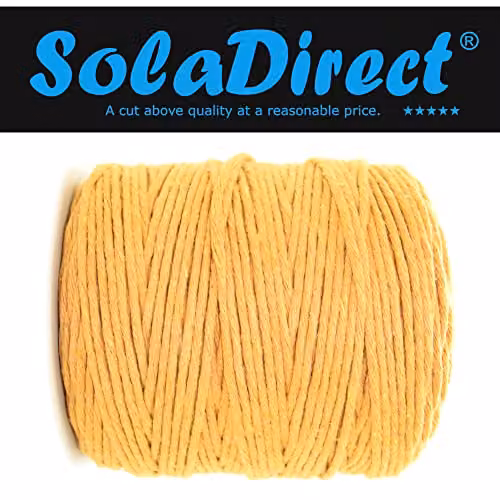SolaDirect Premium Mustard Yellow Macrame Cord, 5 mm Thick Natural Cotton Craft Rope Reel, 100 m – 2