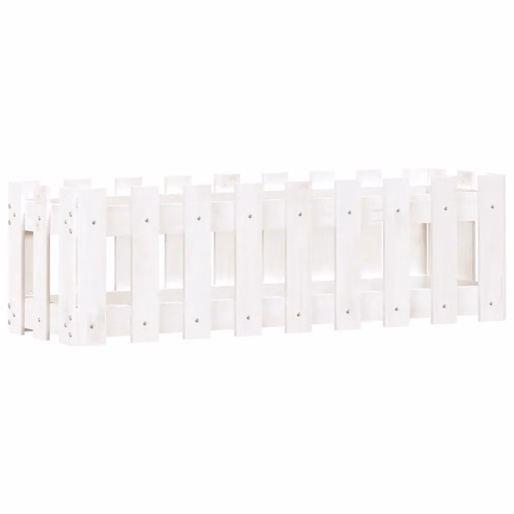 Berkfield Home Garden White Wooden Raised Bed with Fence Design, W: 100 cm, D: 30 cm, H: 30 cm – 2