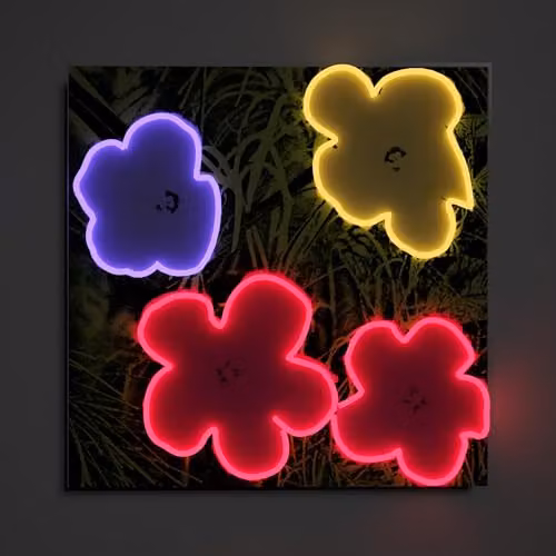 YELLOWPOP Andy Warhol Flowers LED Neon Sign, Multicolour Wall Decor with Dimmable RGB Lighting – 4