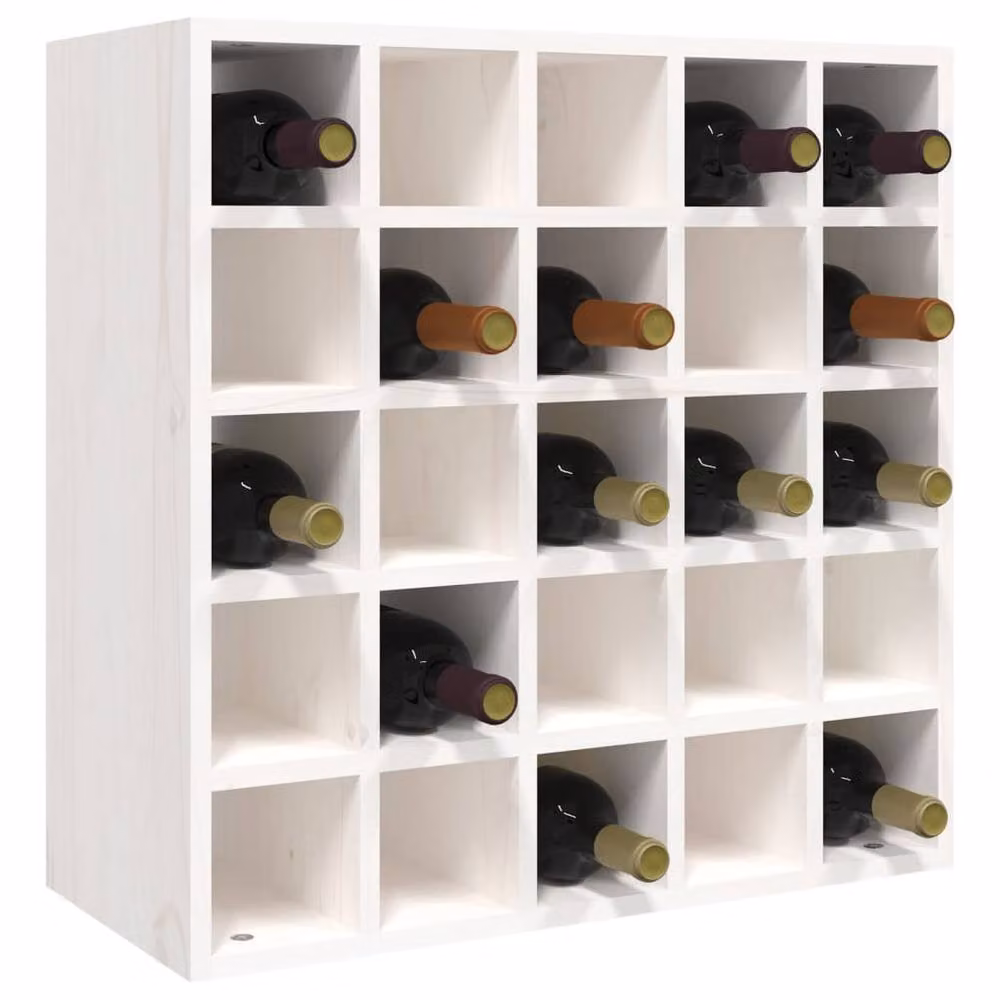 Berkfield Home Beautiful White Wine Cabinet in Solid Pine Wood, W/D/H: 56 x 25 x 56 cm – 2