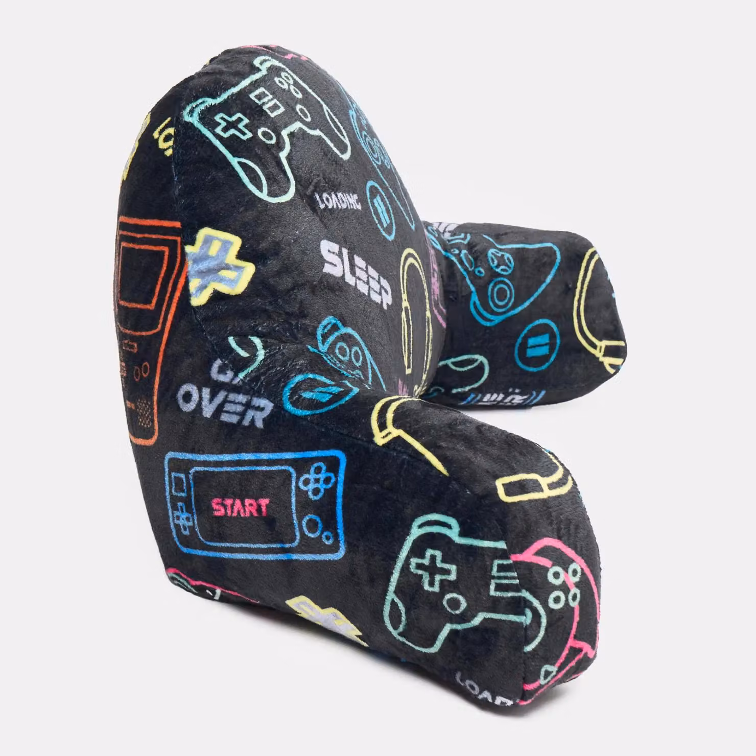 OHS Kids Gaming Cushion Bed Pillow with Contoured Wedge Support and Fleece Arms in Black – 4