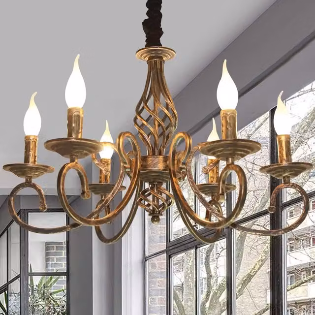 Garwarm 6-Light Vintage Metal Bronze Pendant Chandelier – 1
