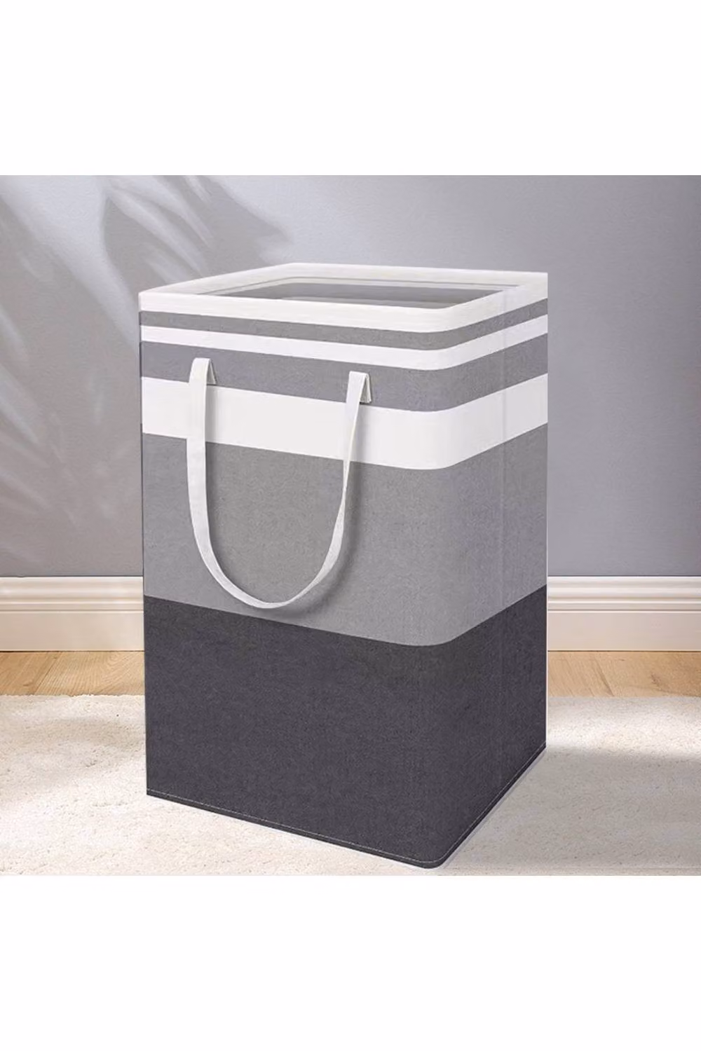 KDMD 2 Pack Collapsible Fabric Laundry Hamper Baskets with Handles, 75L, Grey and Black – 2