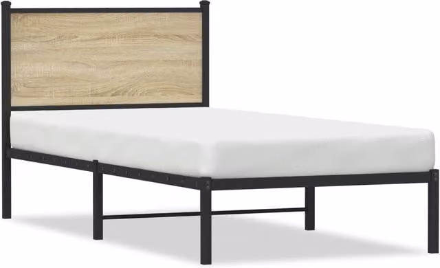Berkfield Home Metal Bed Frame in Sonoma Oak Brown, Small Single, W: 75 cm, L: 190 cm – 1
