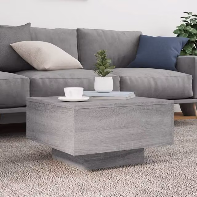 Berkfield Home Modern Square Coffee Table in Grey Sonoma, W/D/H: 55 x 55 x 31 cm