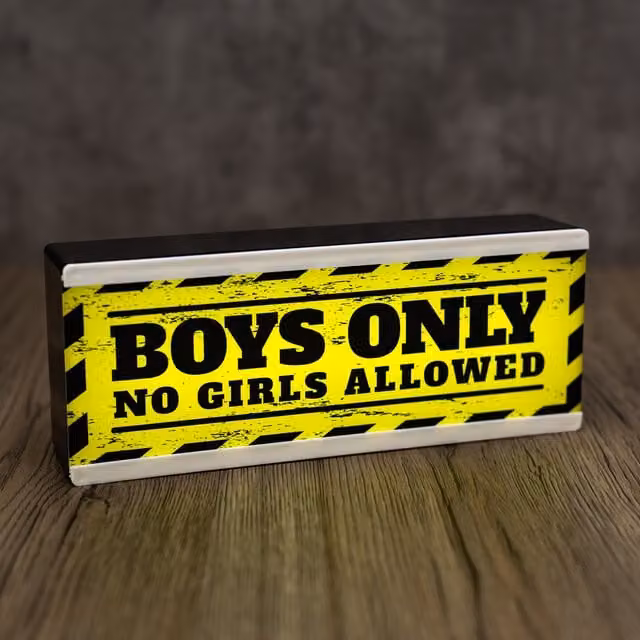 Echo Three LED Boys Only Wall Sign in Yellow and Black
