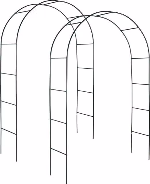 tectake Set of 2 Green Metal Round Garden Arches for Climbing Plants and Ornamental Support