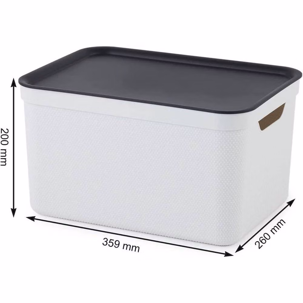 KORVIXA Set of 3 White Rectangular Plastic Storage Boxes with Lids and Handles, W: 50 cm – 2