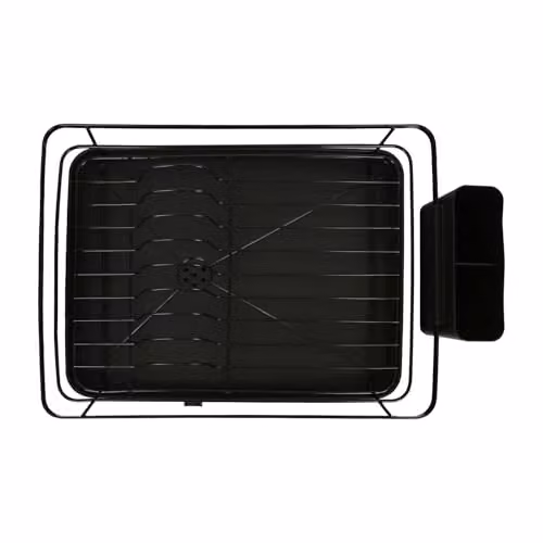 Harbour Housewares Compact Metal Dish Drainer Rack with Drip Tray and Cutlery Holder in Black, W/D/H: 40.0 x 12.0 x 12.0 cm – 4