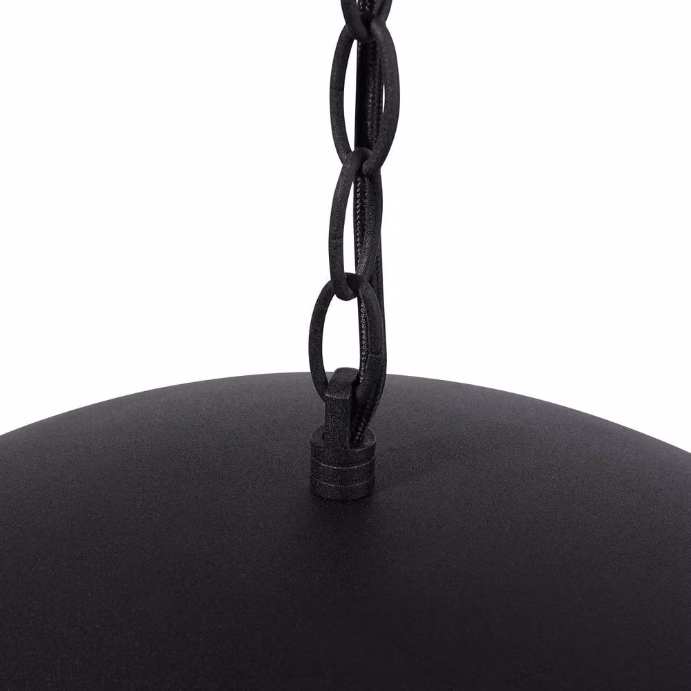 Wyld and Coco Matte Black Industrial Steel Dome Pendant Light, Height: 158 cm – 4