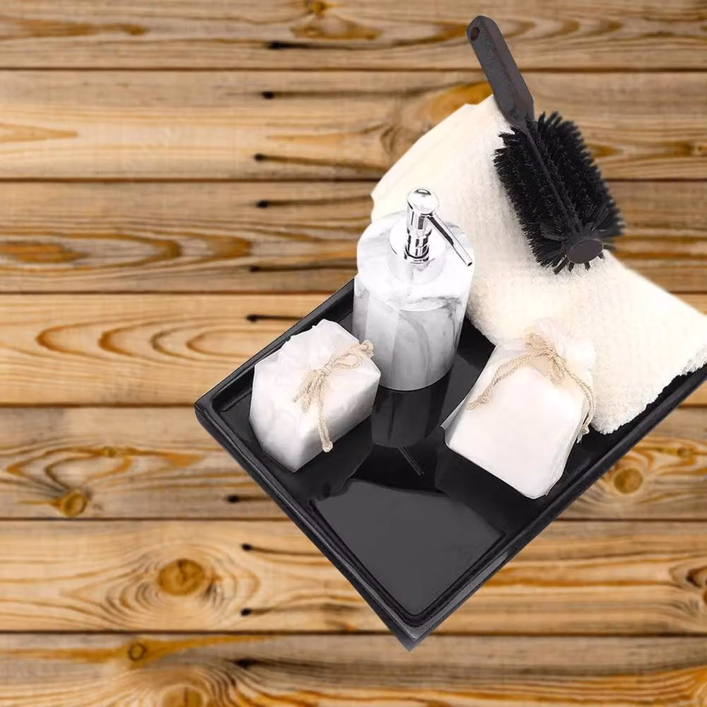 ATEK Black Resin Bathroom Vanity Tray and Countertop Organiser – 6