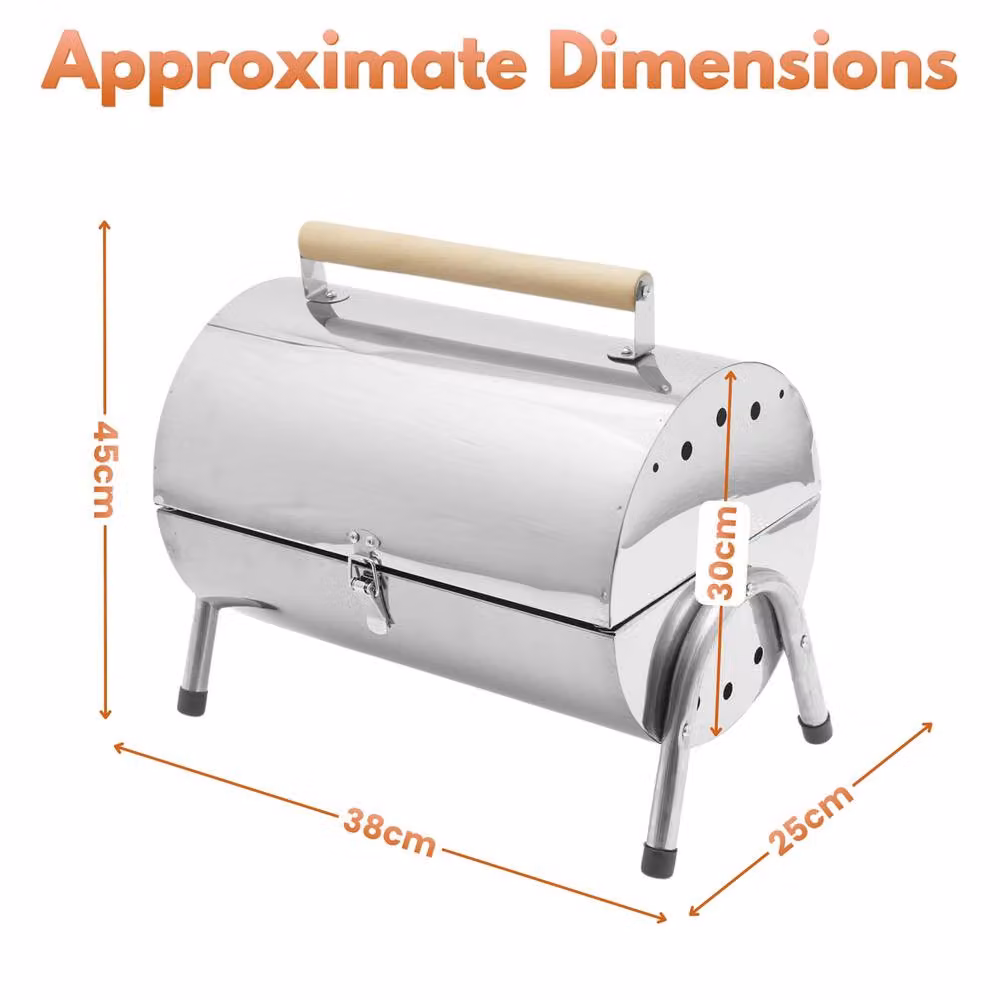 Marco Paul Portable Folding Stainless Steel Charcoal Tabletop BBQ in Silver with BBQ Tool Set, W/D/H: 38 x 30 x 25 cm – 2
