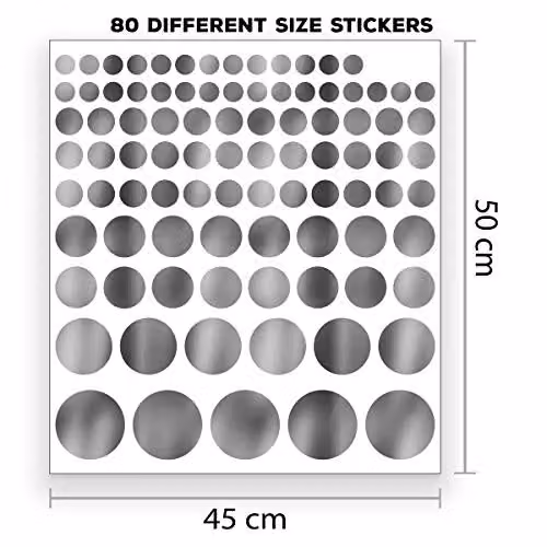 WALPLUS Silver Metallic Dotted Wall Stickers for Kids Room and Nursery Decor – 3