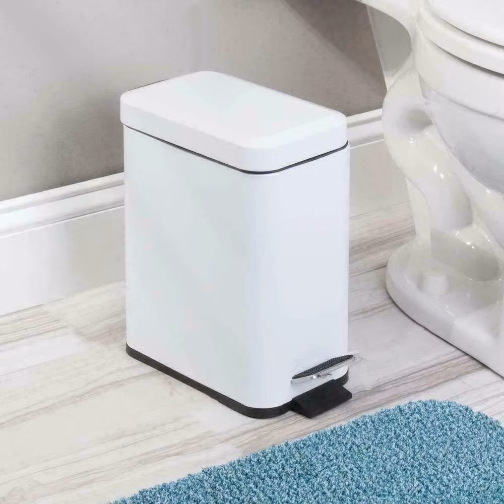 NESTLUNE White Slim Stainless Steel 5L Pedal Bin, H 100 cm x W 15 cm x D 15 cm – 3