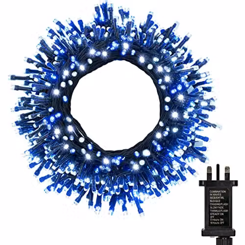Globrite 200 LED Blue and White String Fairy Lights with Remote Control and Timer for Indoor and Outdoor Decoration – 10