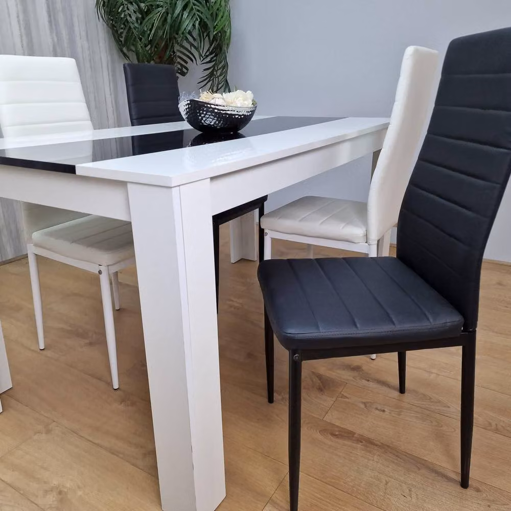 Kosy Koala Modern Dining Table Set with 4 Chairs in White and Black – 4