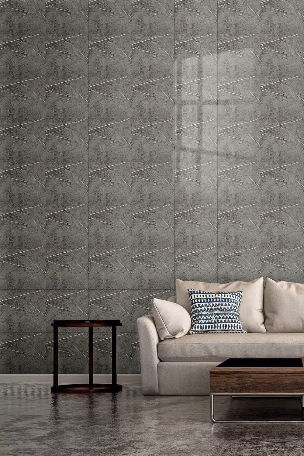 Living and Home 10pcs Grigio Carnico Marble PVC Self-Adhesive Wallpapers, Grey, W/D/H: 40 x 40 x 40 cm – 2