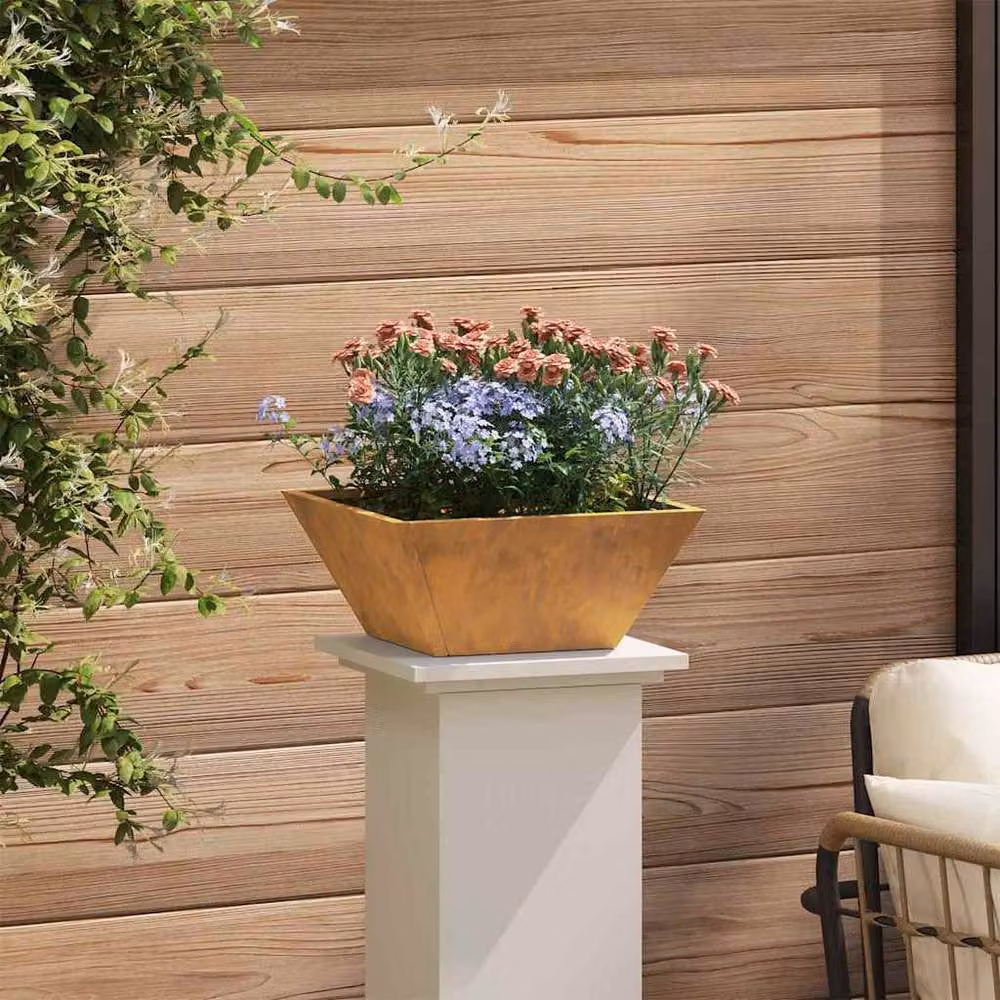 Berkfield Home Modern Garden Bowl Planters, 5 Piece Set in Brown and Multicolour Weathering Steel, W/D/H: 35 x 35 x 15 cm – 3