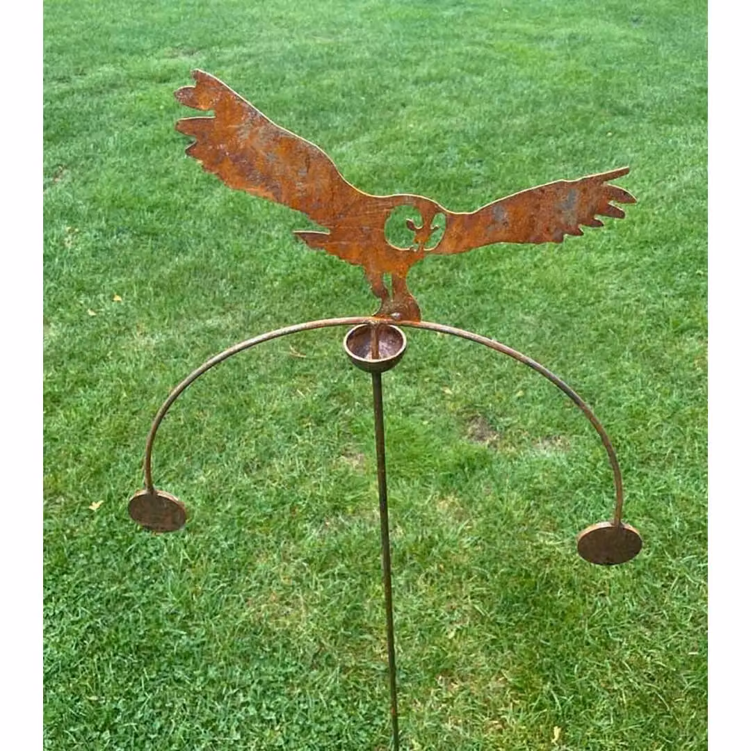 Poppyforge Owl Wind Rocker Steel Garden Sculpture in Brown, W54 x H148.5 cm – 3