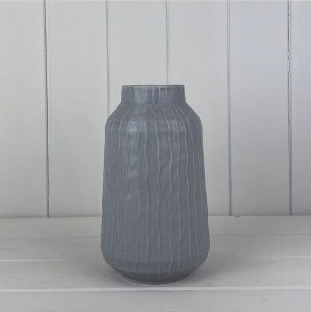 KDMD Large Round Glazed Ceramic Vase in Grey
