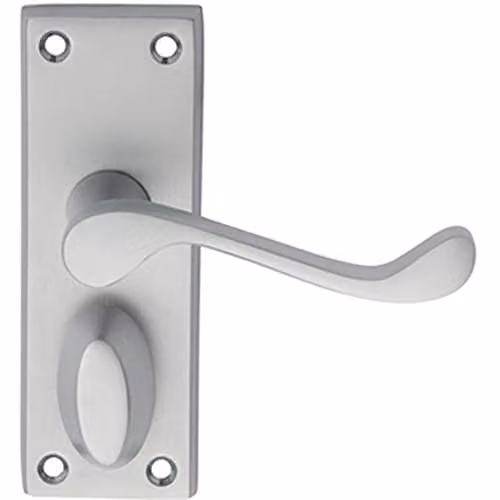 Loops Pair Victorian Scroll Handle on Privacy Backplate in Chrome, W: 11.8 cm, H: 4.3 cm