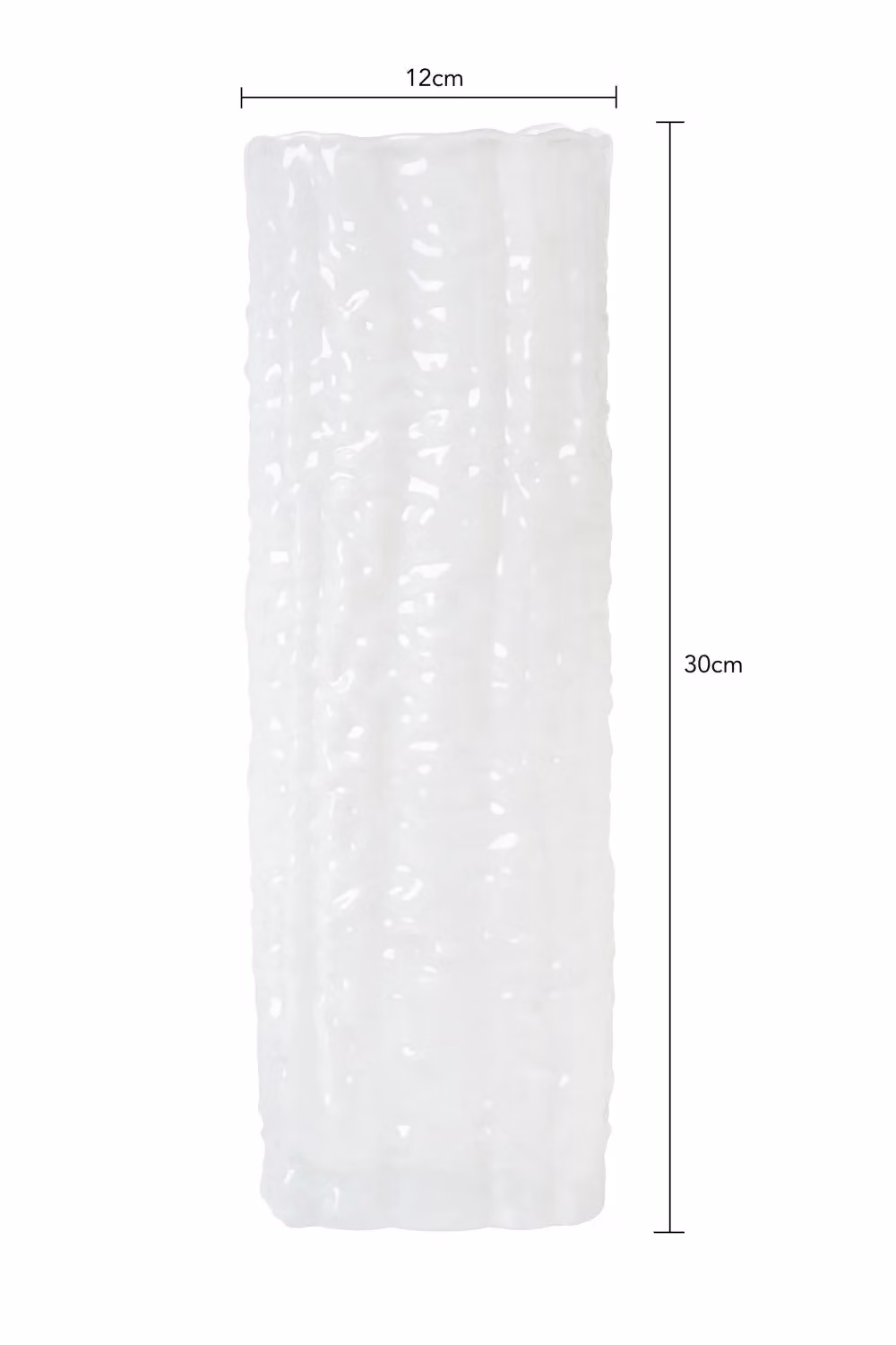 BHS Milky Glass Tabletop Vase in White, Square Abstract Design, H 30.0 cm x W 12.0 cm – 3
