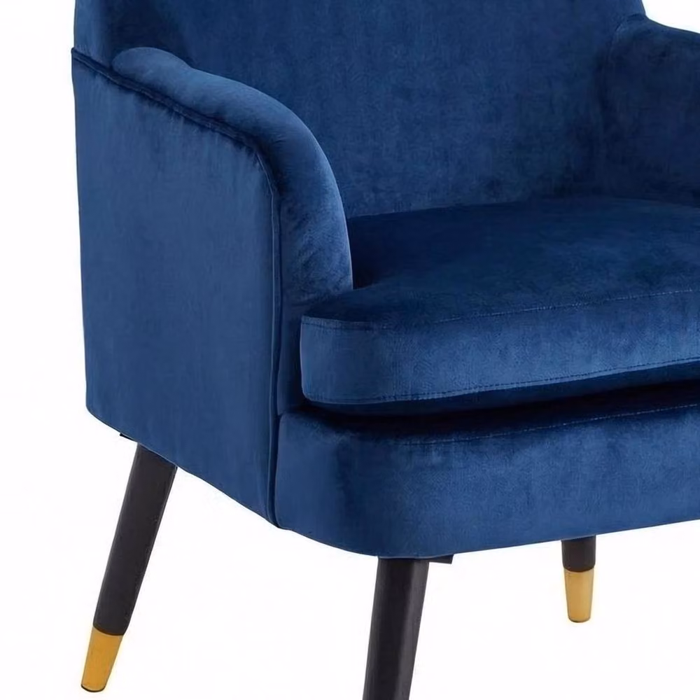 Havendro Blue Velvet Padded Accent Armchair with Gold Tips – 3