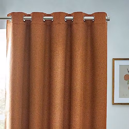 Riva Home Dawn Thermal Blackout Eyelet Curtains, Brick Orange, Width: 229 cm, Drop: 137 cm – 2