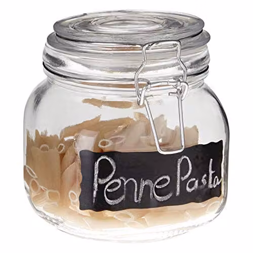 Premier Housewares Small Glass Storage Jar with Clip Lid, Transparent, W/D/H: 12 x 12 x 11 cm