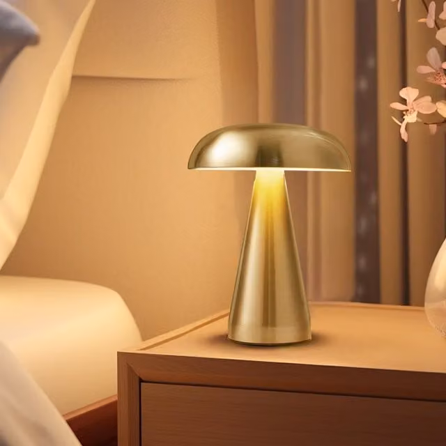 Kidkid Dimmable Mushroom-Shaped Table Lamp in Gold/Brass