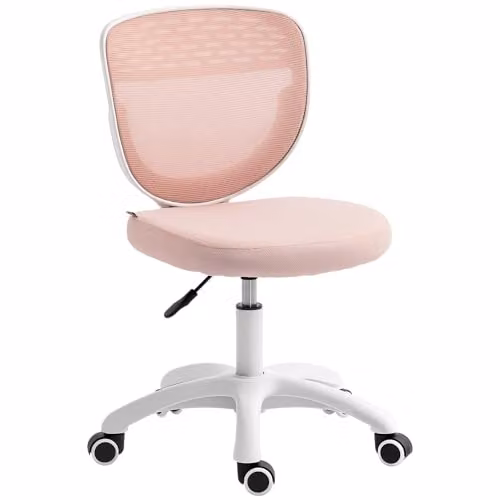 HOMCOM Ergonomic Armless Office Chair with Breathable Mesh Back in Pink