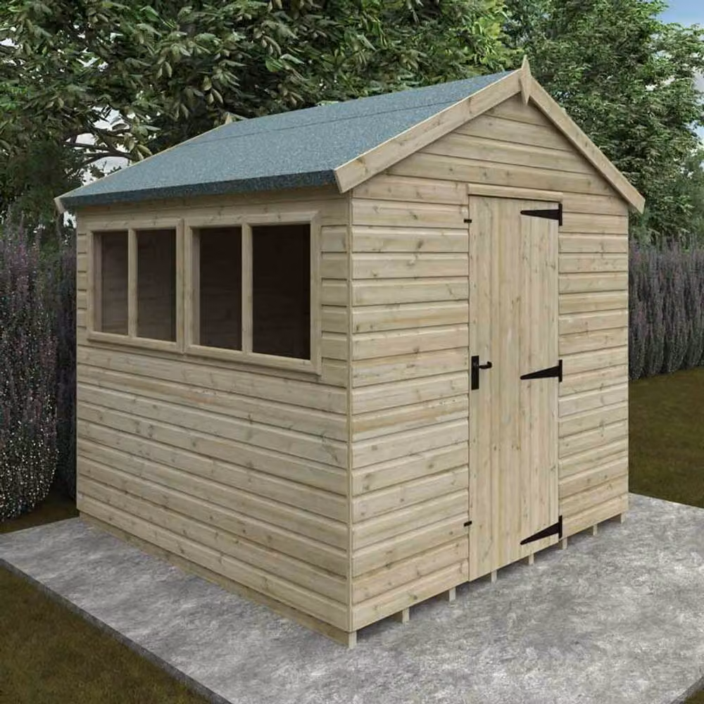 Buttercup Farm Apex Premier 16mm Gable Shed in Natural Wood, W: 243.8 cm x D: 243.8 cm x H: 235.0 cm – 2