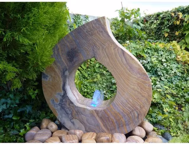 Buttercup Farm Rainbow Babbling Flame Multicolour Garden Water Feature with Pump and Light, W/D/H: 45 x 45 x 40 cm