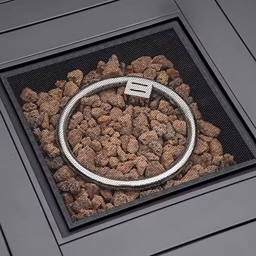 Outsunny PE Rattan Gas Fire Pit Table with Lava Stone in Grey, W/D/H: 71 x 71 x 63 cm – 8