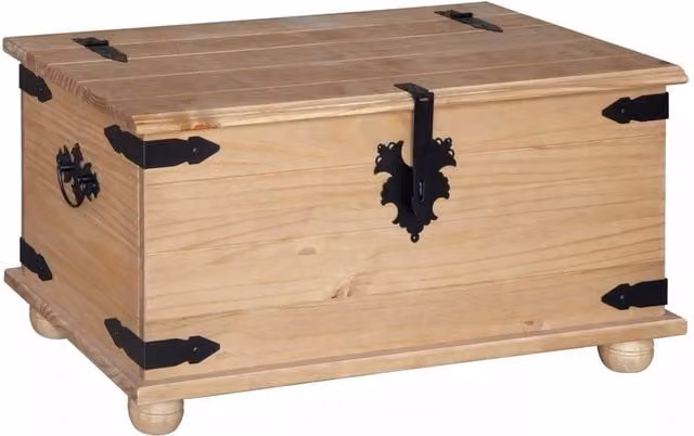 FORGEVIO Solid Wood Blanket Box Storage Toy Trunk Ottoman in Natural Pine