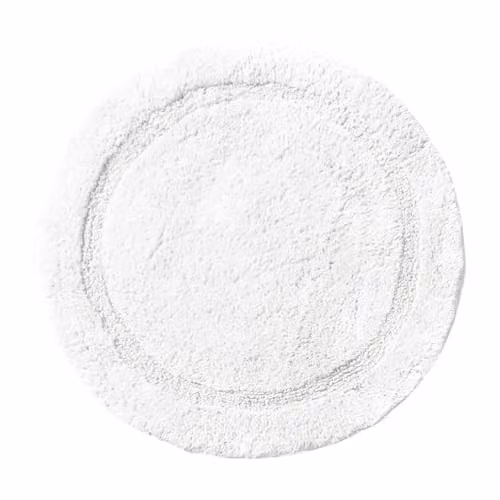 Allure Bath Fashions Round Cotton Non-Slip Bath Mat, White, Diameter: 65 cm – 1