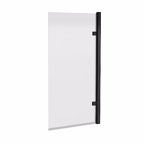 nuie NSSQ7BP Pacific Modern Square Hinged Shower Bath Screen, 8mm Toughened Safety Glass, Black, W: 815 - 830 mm