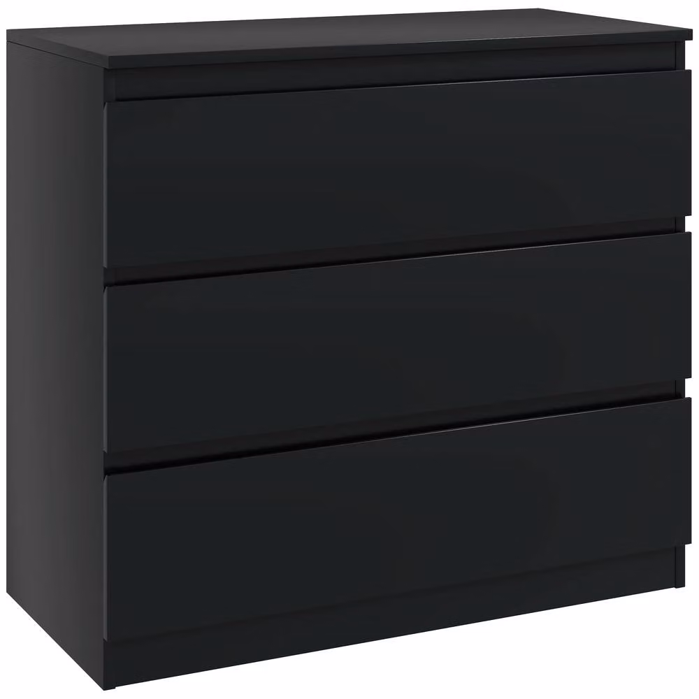 STILVORA Modern 3-Drawer Chest in Black Matt Wood – 4