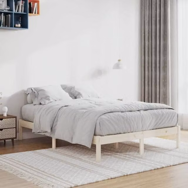 Berkfield Home Solid Wood Pine Bed Frame in Brown, W/D/H: 137 x 190 cm