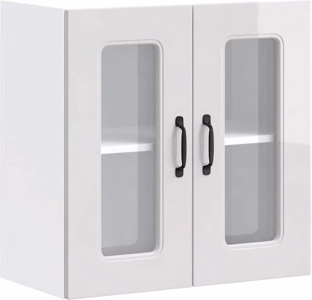 Berkfield Home Kalmar Modern Kitchen Wall Cabinet with Glass Doors in High Gloss White Wood