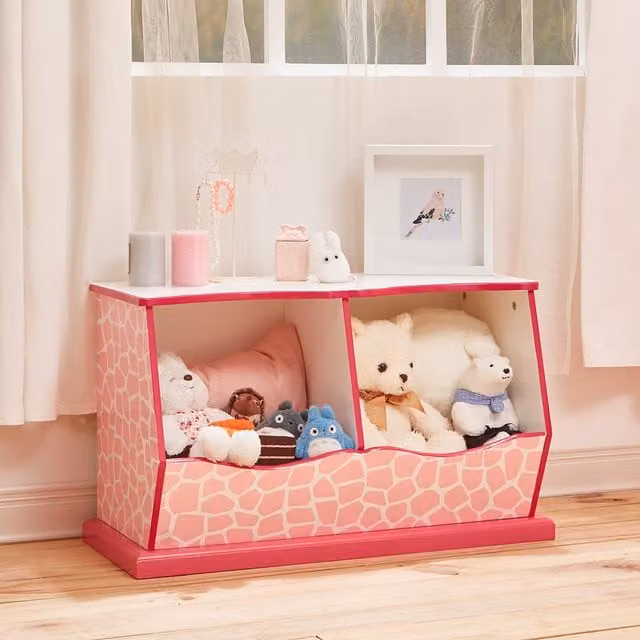 Teamson Kids Wooden Toy Storage Cubby with Back Panel in White or Pink