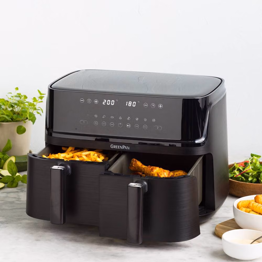 GreenPan Switch Dual Air Fryer with 10L Capacity and PFAS-Free Drawer in Black – 2