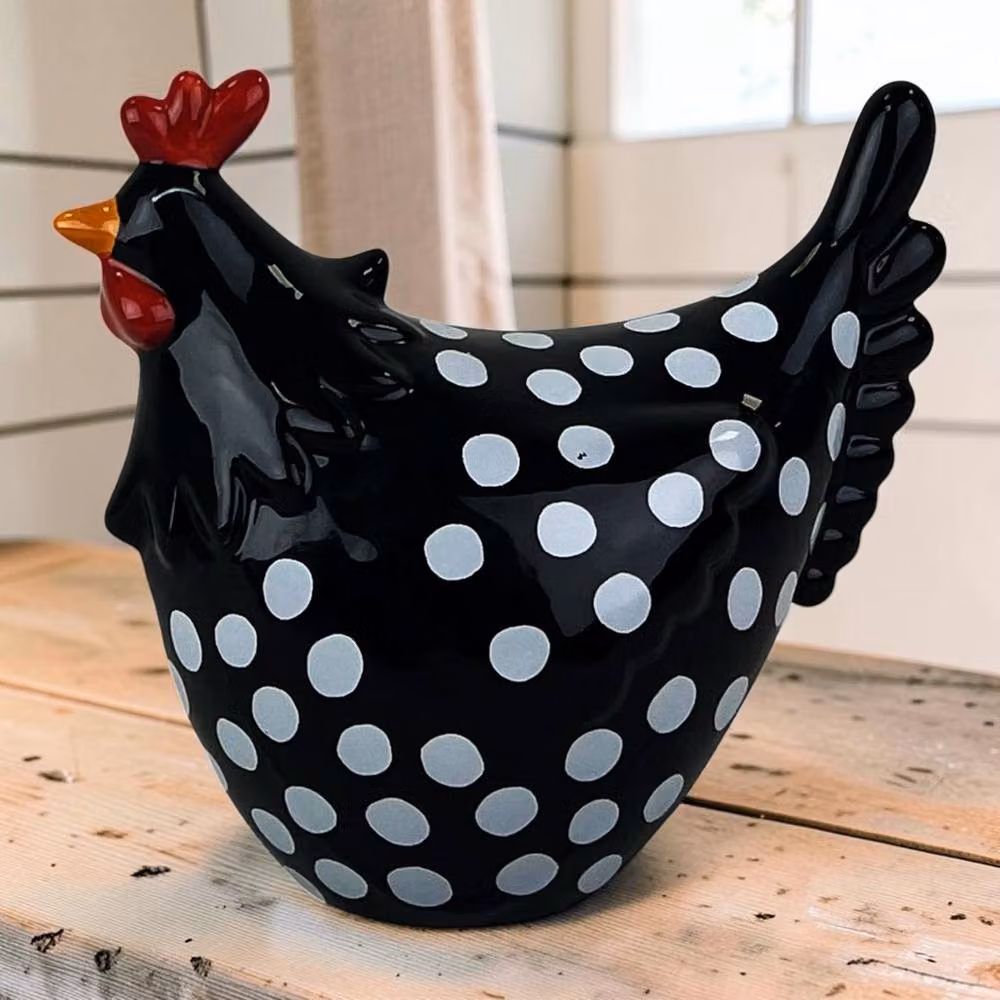 Four Candle Black Speckled Chicken Ceramic Tabletop Decoration, Height: 13.3 cm – 2