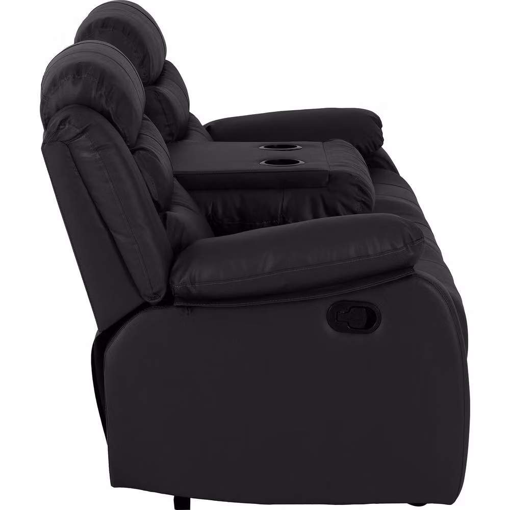 Seconique Roma 3 Seater Recliner Sofa in Black Synthetic Leather – 4