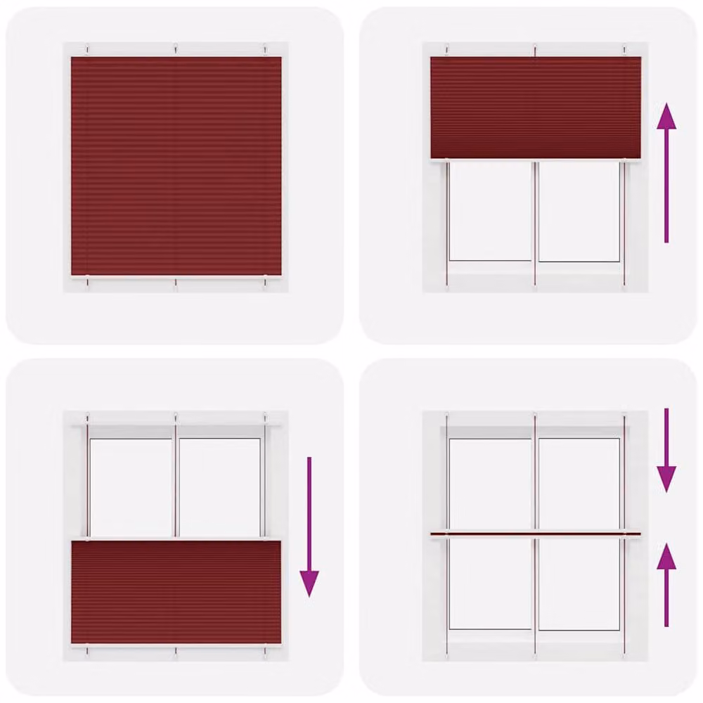 Berkfield Home Single Pleat Corded Blind in Bordeaux Red Polyester, W: 115 cm, H: 150 cm – 3
