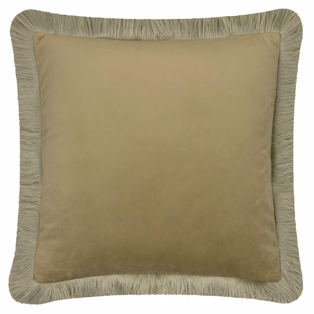 Furn Halo Fringed Velvet Cushion in Green, W/D/H: 50 x 50 x 50 cm – 2