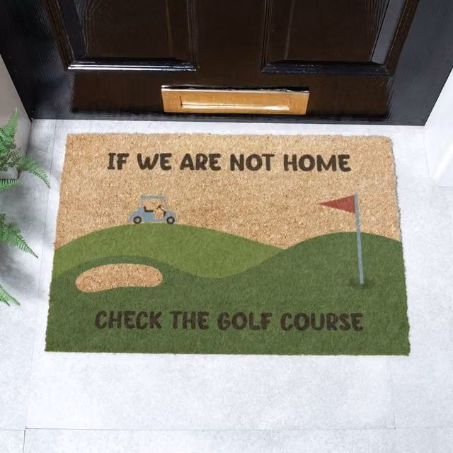 Artsy Mats Check The Golf Course Doormat in Brown and Multicolour, W: 60 cm, D: 40 cm – 1