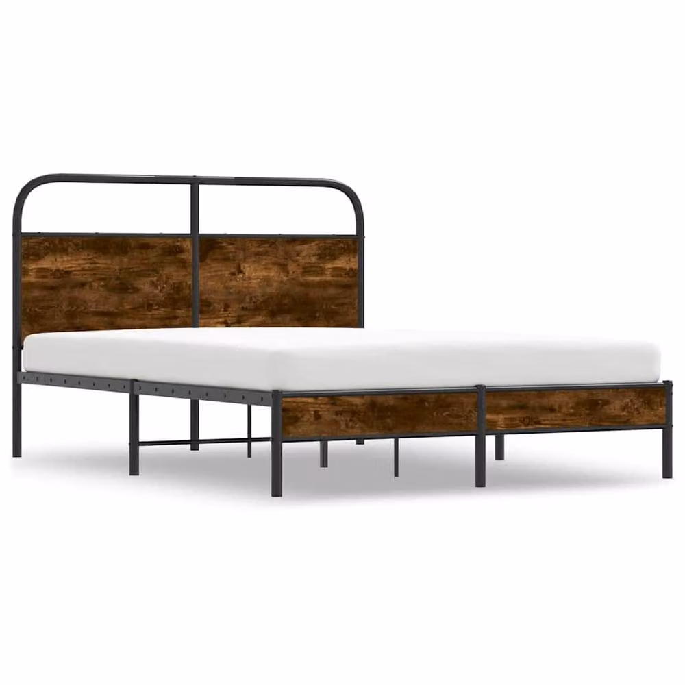 Berkfield Home Bed Frame in Smoked Oak, Brown, W/D/H: 140 x 190 cm – 2