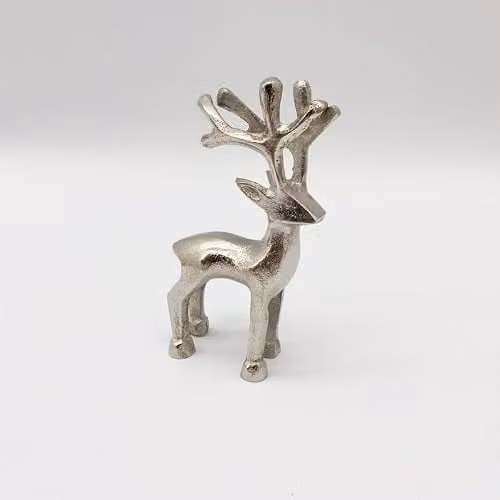 Minster Silver Nickel Plated Reindeer Tabletop Decoration, W: 6 cm, D: 3 cm, H: 10 cm – 1